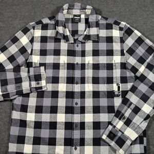 Oakley Shirt Mens Large Button Up Shirt Plaid Long Sleeve Flannel O Logo